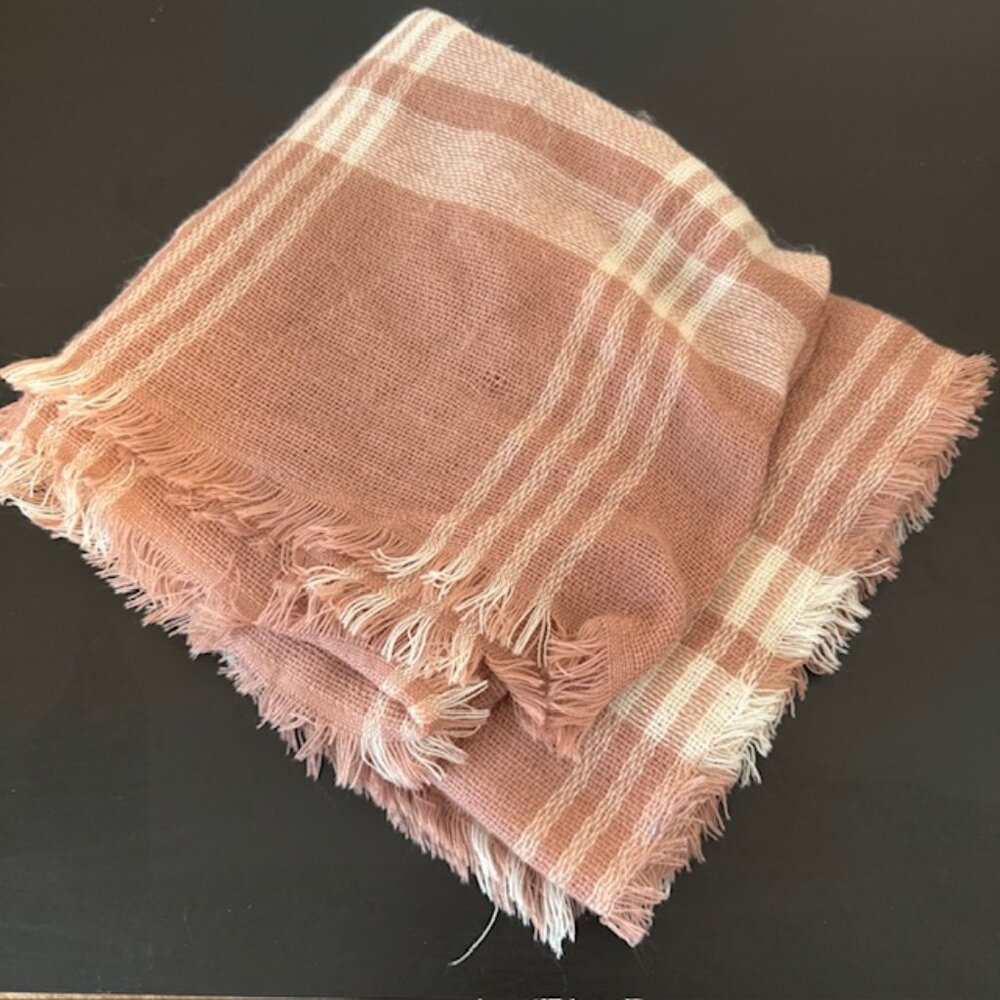 Pink Plaid Blanket‎ Scarf Fringe